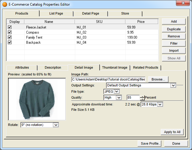 E-Commerce Catalog Properties Editor - Detail Image